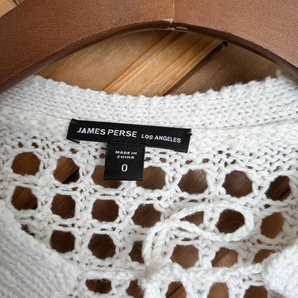 James Perse Open-Knit V-Neck Sweater Size 0 - Picture 2 of 4